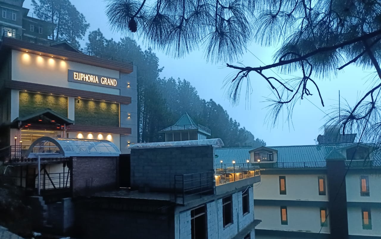 The Euphoria Grand lit at dusk